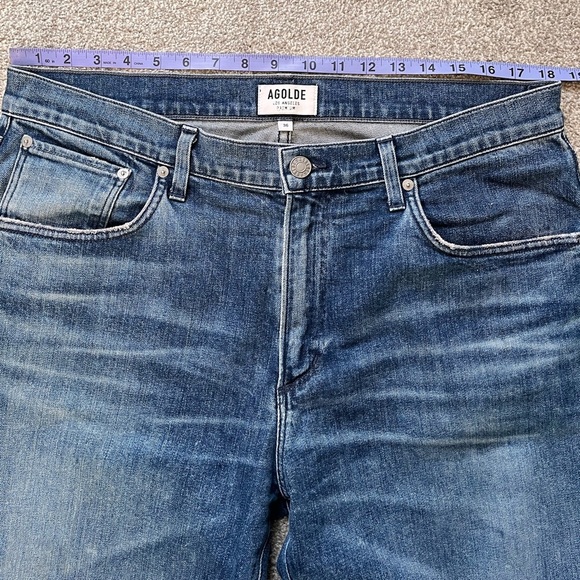 Mens Agolde Jeans Size 36x32 Blade Slim Straight Fit Distressed Denim - Picture 4 of 11